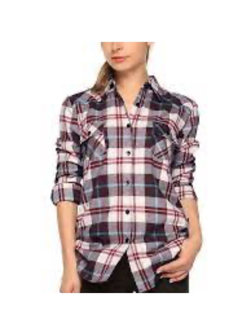 Matchstick Long Sleeve Flannel Plaid Checked Button Down Shirt